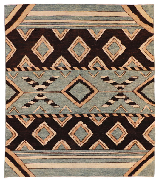 8.5 x 9.10 - Mountain Modern Wool Western Rectangle - Finest Hand-Knotted Quality Wool — 58798