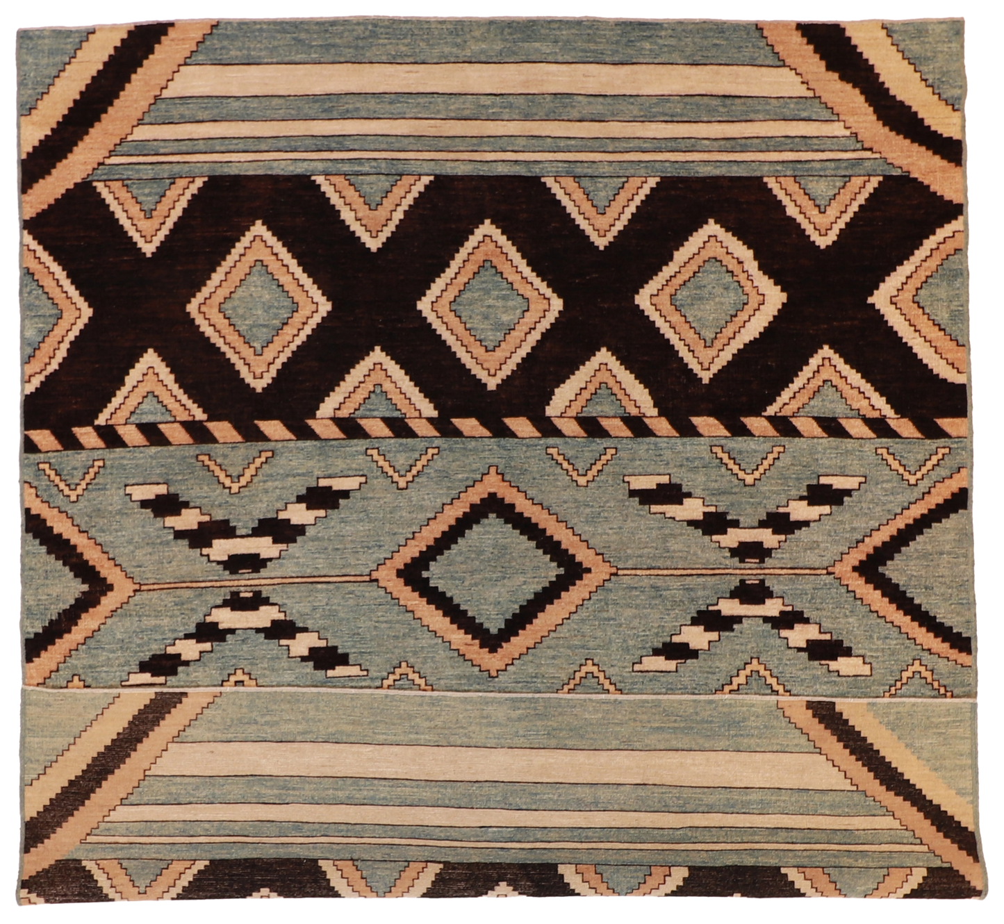 W 8.5 - L 9.10 - Mountain Modern Wool Western Rectangle - Finest Hand-Knotted Quality Wool - 58798