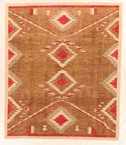 W 8.3 - L 9.10 - Mountain Modern Wool Western Rectangle - Finest Hand-Knotted Quality Wool - 58800