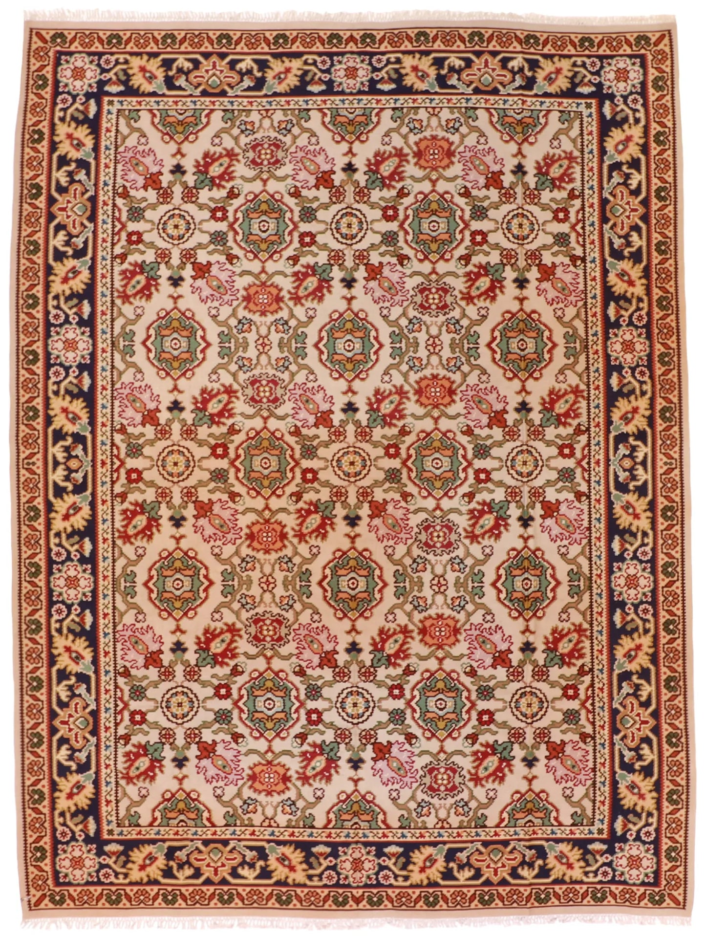 8.7 x 11.4 - Kilim Wool Geometric Rectangle - Finest Hand-Made Quality Wool — 58828