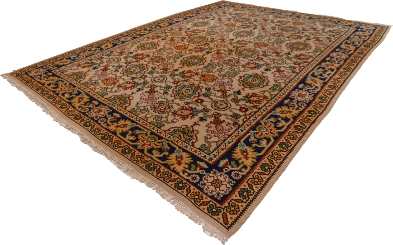 W 8.7 L 11.4 Kilim 100% Wool Hand-Woven Geometric Design - 58828
