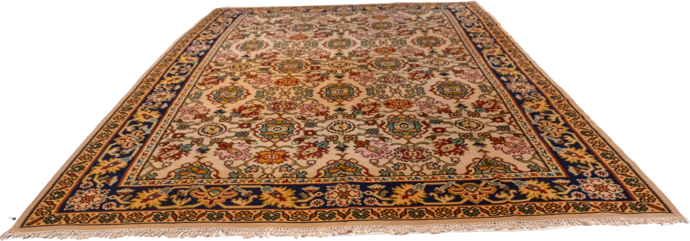 W 8.7 L 11.4 Kilim 100% Wool Hand-Woven Geometric Design - 58828