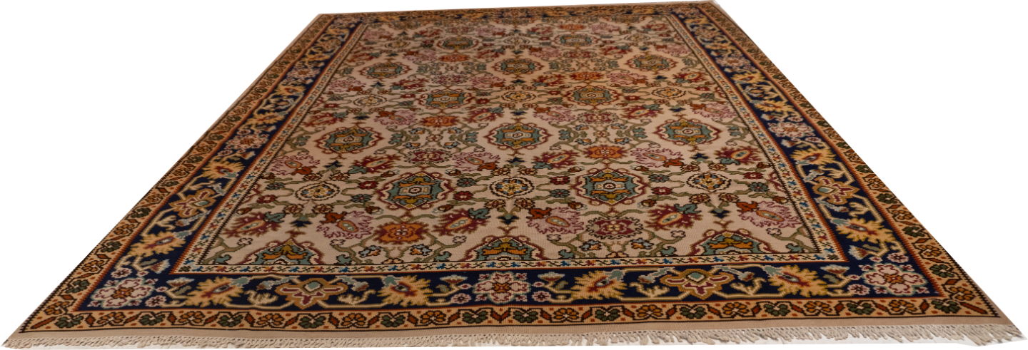 W 8.7 L 11.4 Kilim 100% Wool Hand-Woven Geometric Design - 58828