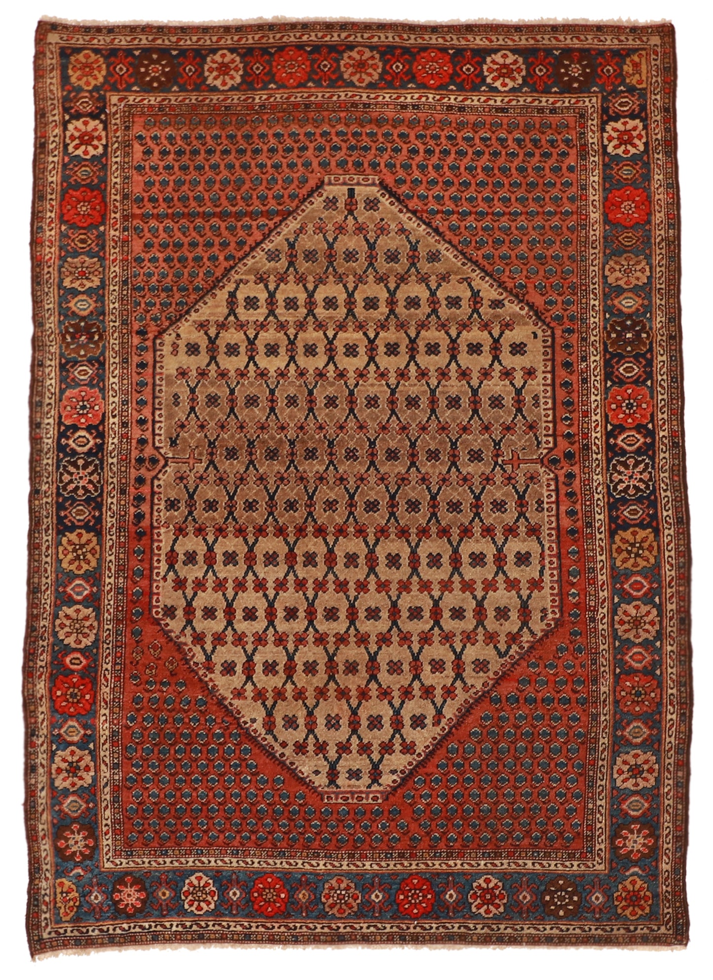 W 4.8 L 6.5 Malayer Antique 100% Wool Hand-Woven All-Over Design - 58831