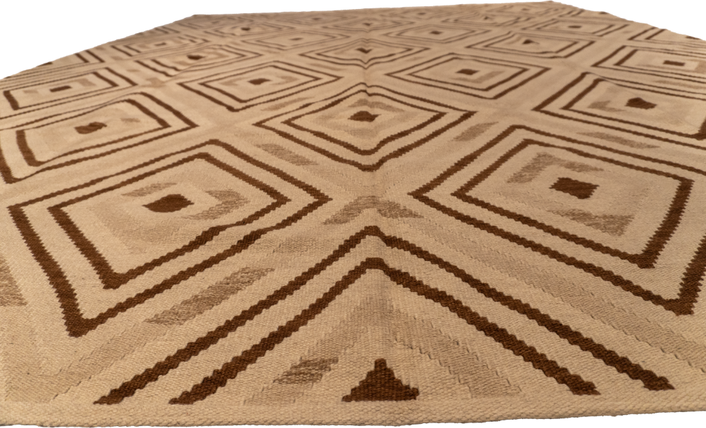 W 10 - L 13 - Kilim Wool Geometric Rectangle - Finest Hand-Made Quality Wool - 58834