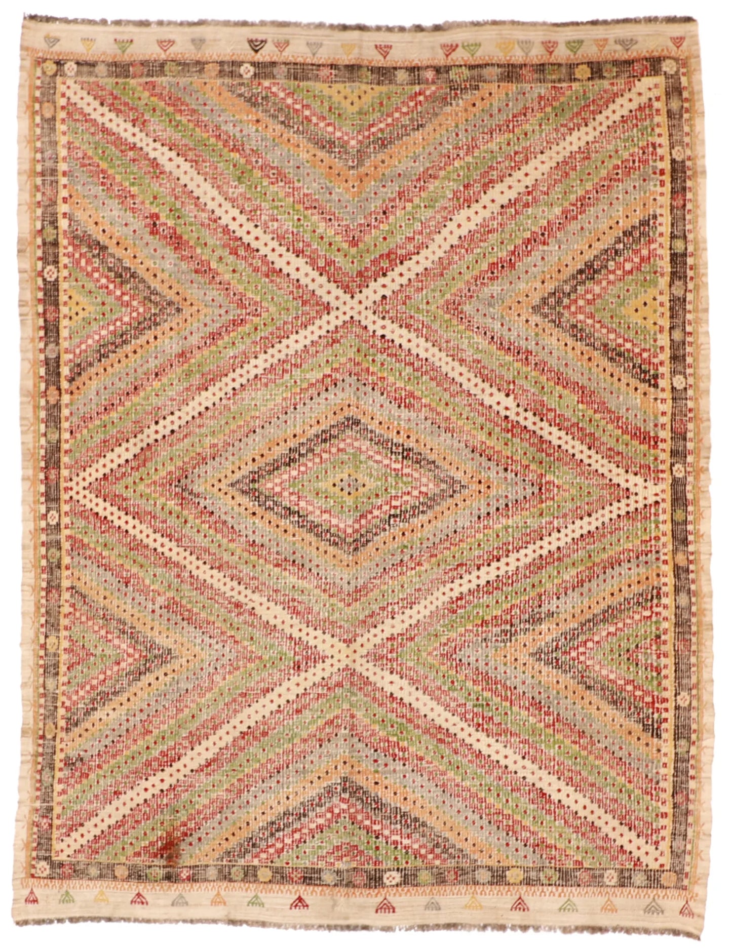 6.9 x 8.11 - Kilim Fine Geometric Rectangle - Finest Hand-Made Quality Wool — 58854