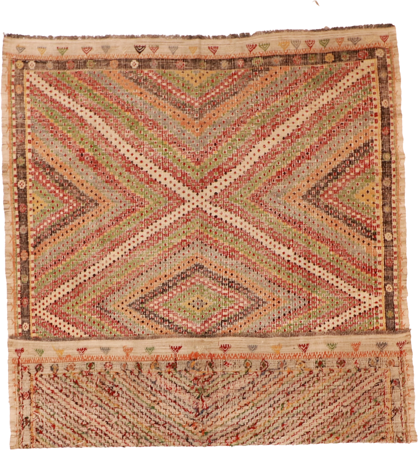 W 6.9 L 8.11 Kilim 100% Wool Hand-Woven Geometric Design - 58854