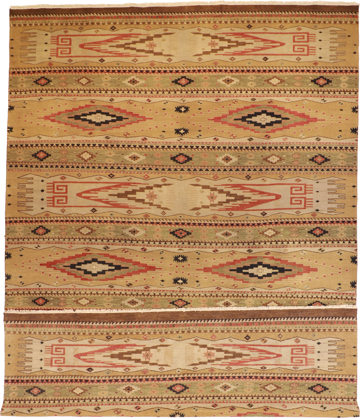 W 12 L 18 Mountain Modern 100% Wool Hand-Woven Geometric Design - 58862