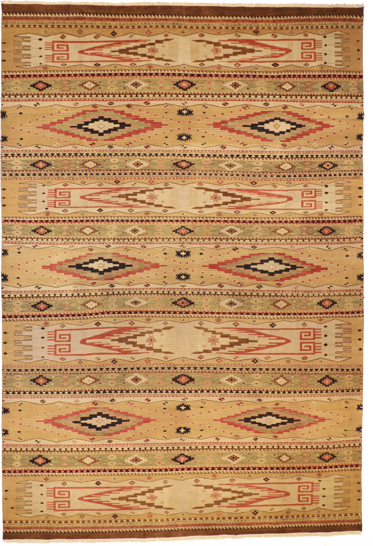 W 12 L 18 Mountain Modern 100% Wool Hand-Woven Geometric Design - 58862