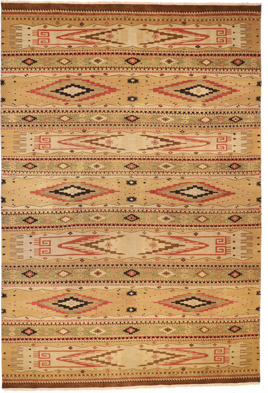 W 12 L 18 Mountain Modern 100% Wool Hand-Woven Geometric Design - 58862