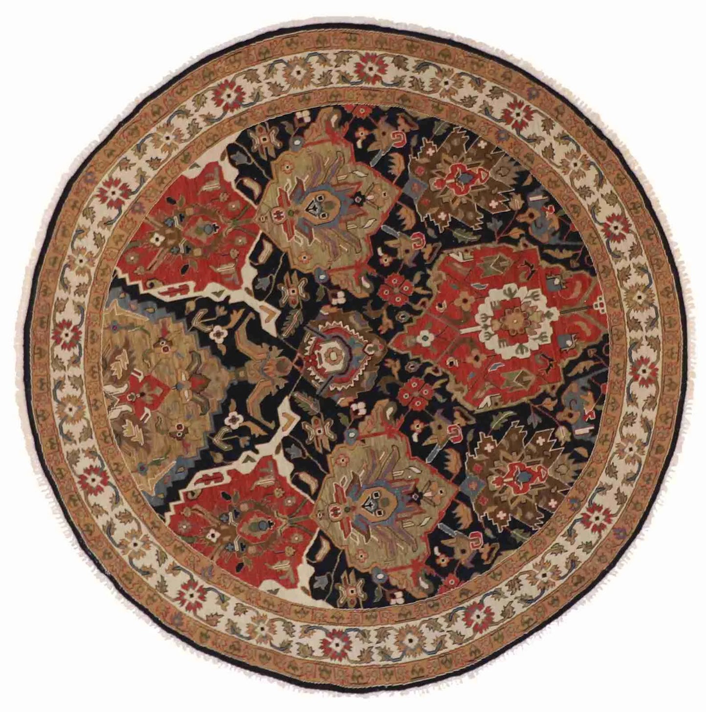 W 7.10 - L 7.10 - Mashad Fine/Wool All Over Round - Finest Hand-Knotted Quality Wool - 58871