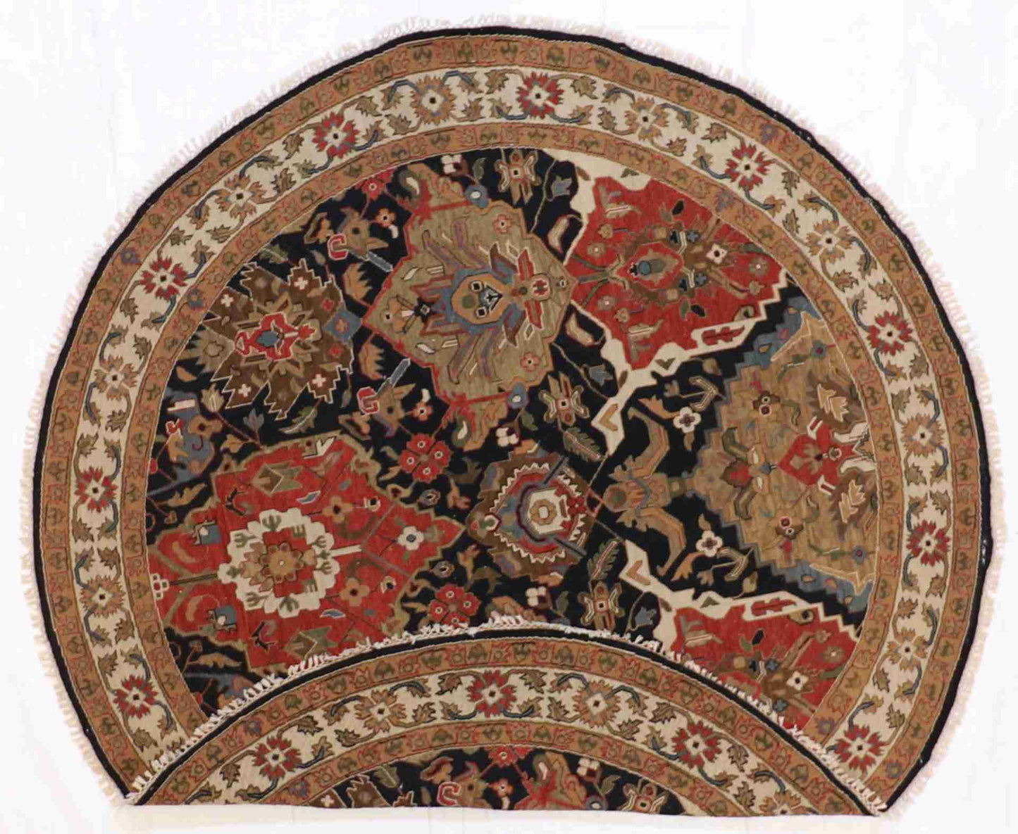 W 7.10 - L 7.10 - Mashad Fine/Wool All Over Round - Finest Hand-Knotted Quality Wool - 58871