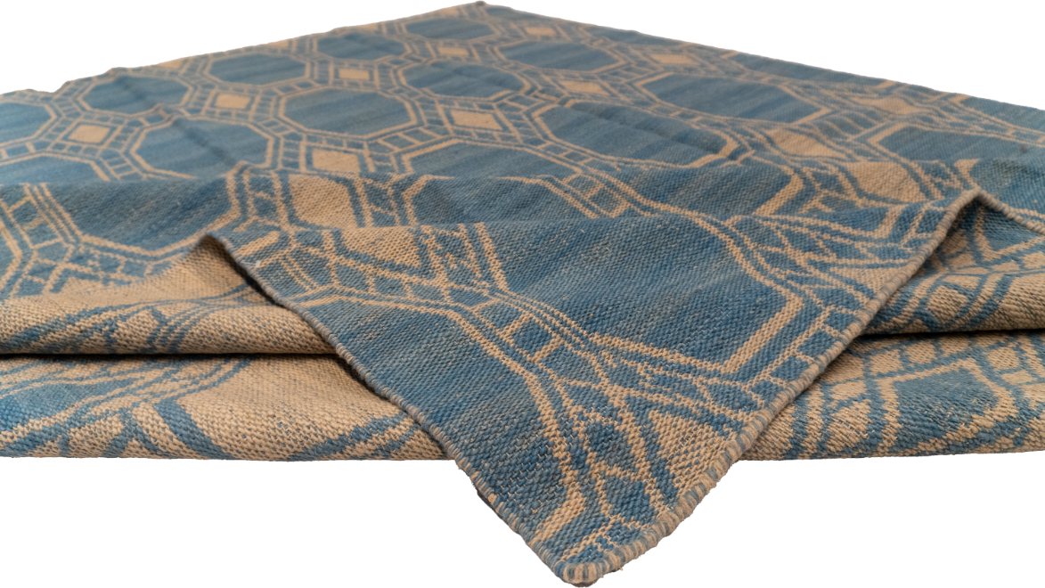 W 7.3 L 9.4 Modern 100% Wool Hand-Woven All-Over Design - 58873