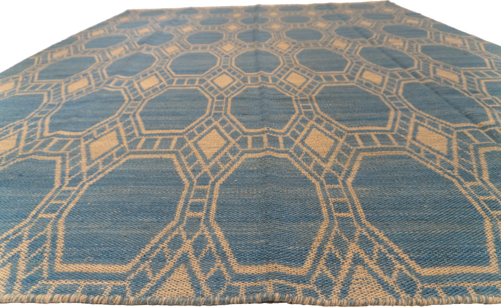 W 7.3 L 9.4 Modern 100% Wool Hand-Woven All-Over Design - 58873