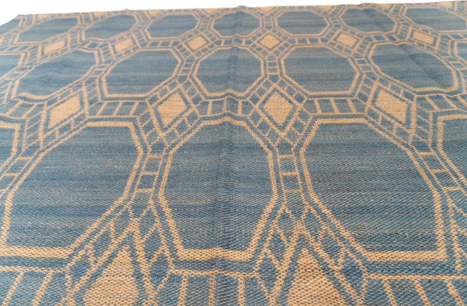 W 7.3 L 9.4 Modern 100% Wool Hand-Woven All-Over Design - 58873