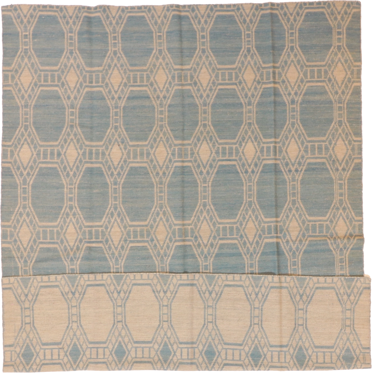 W 7.3 L 9.4 Modern 100% Wool Hand-Woven All-Over Design - 58873