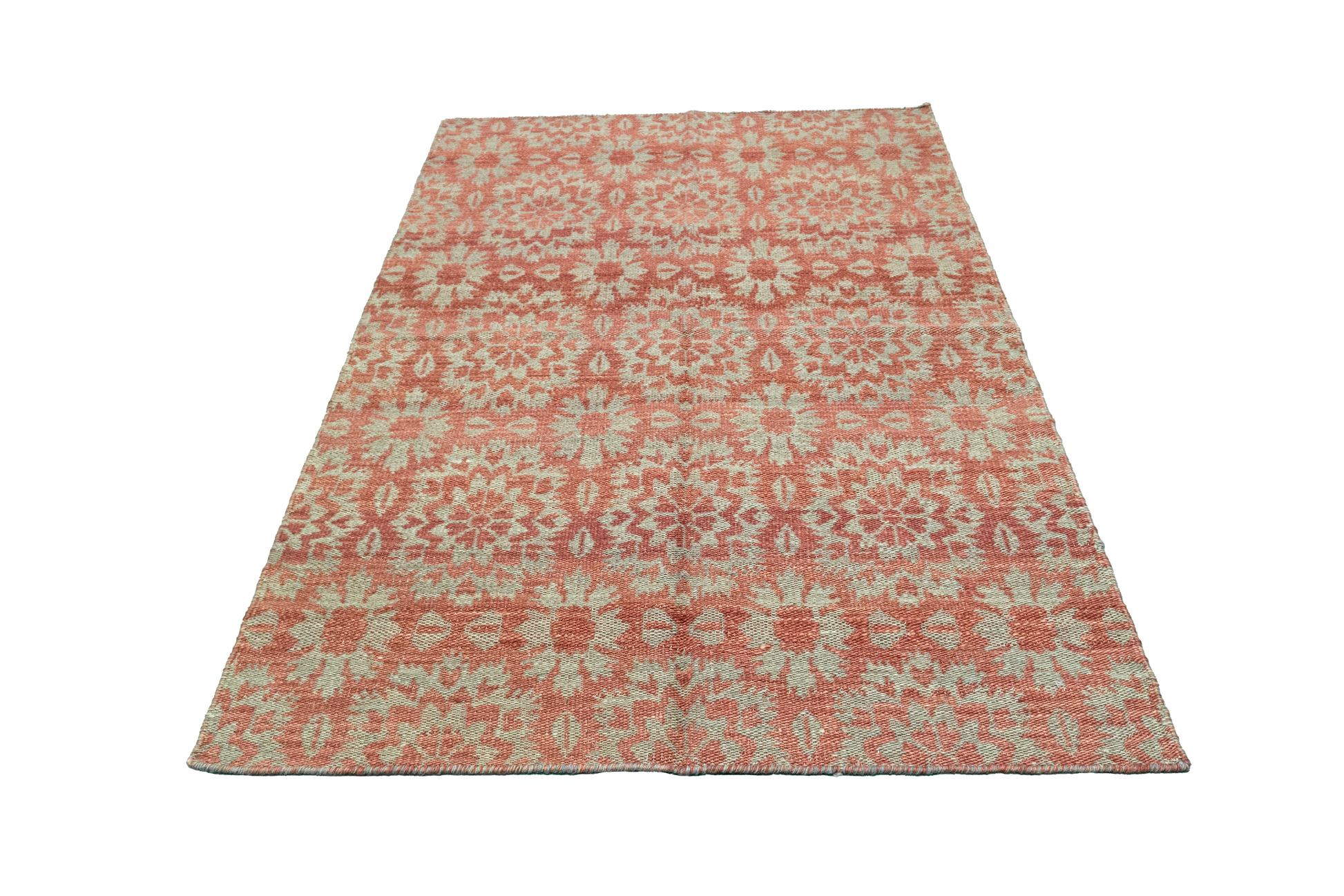 W 3.7 L 5.7 Kilim 100% Wool Hand-Woven All-Over Design - 58892