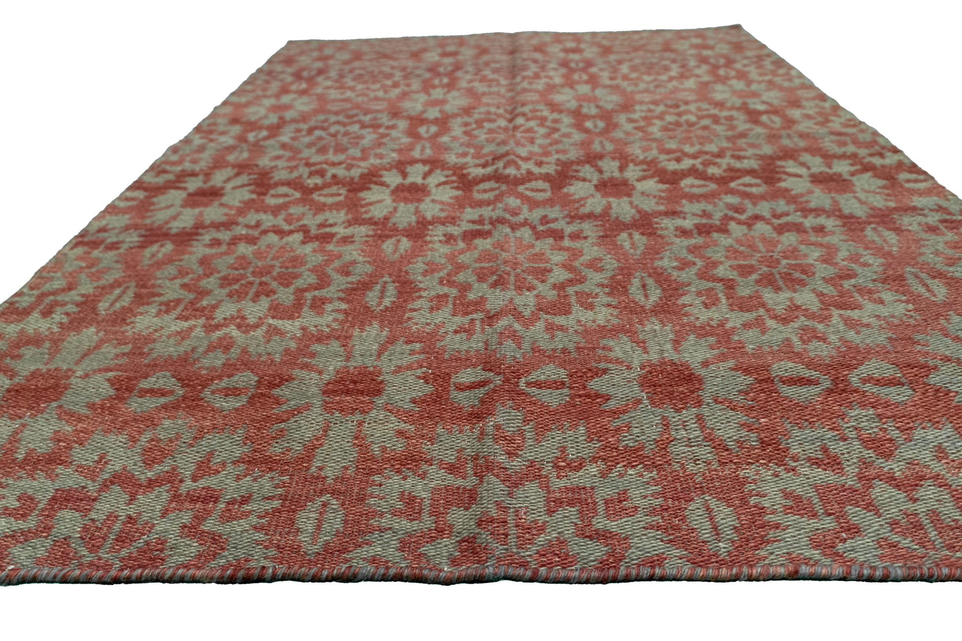 W 3.7 L 5.7 Kilim 100% Wool Hand-Woven All-Over Design - 58892