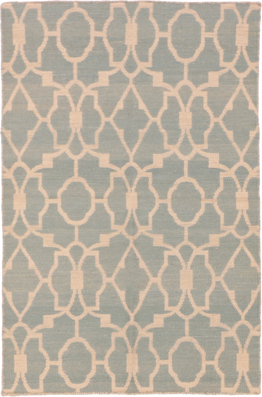 W 3.7 - L 5.6 Kilim 100% Wool Hand-Woven All-Over Design - 58896
