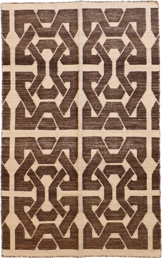 W 3.7 - L 5.9 Kilim 100% Wool Hand-Woven All-Over Design - 58897