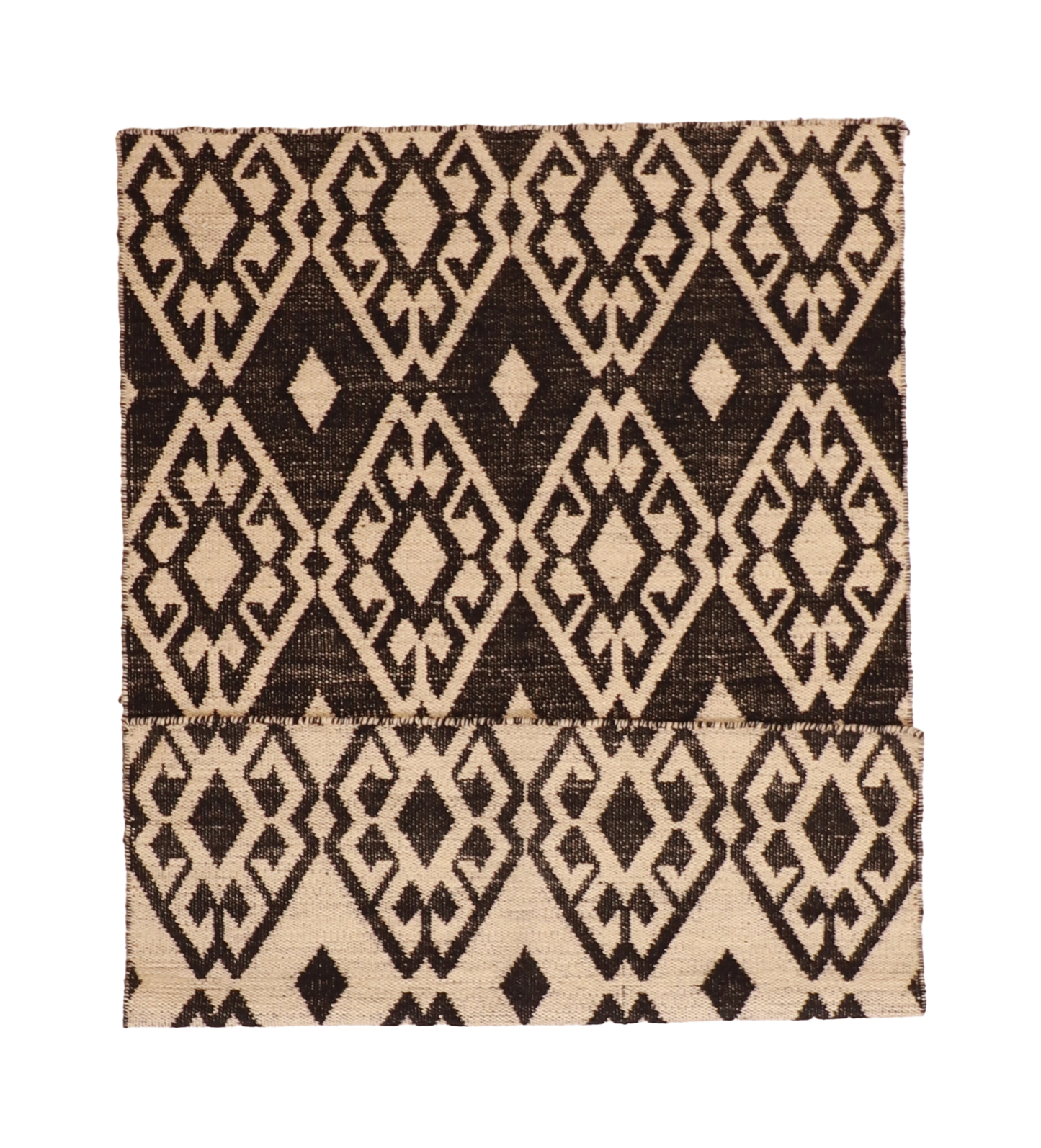 W 3.7 L 5.6 Kilim 100% Wool Hand-Woven All-Over Design - 58898