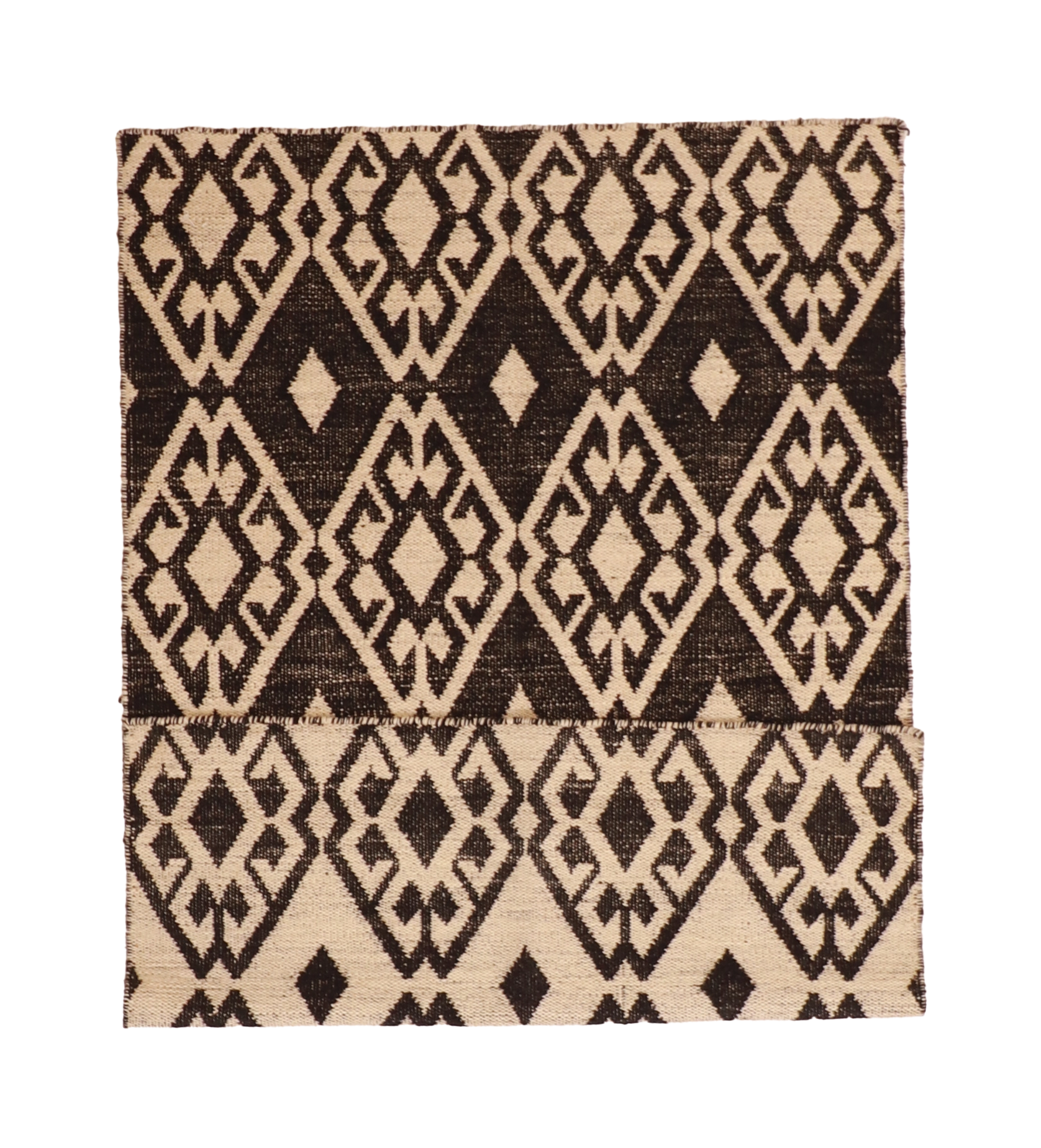 W 3.7 L 5.6 Kilim 100% Wool Hand-Woven All-Over Design - 58898