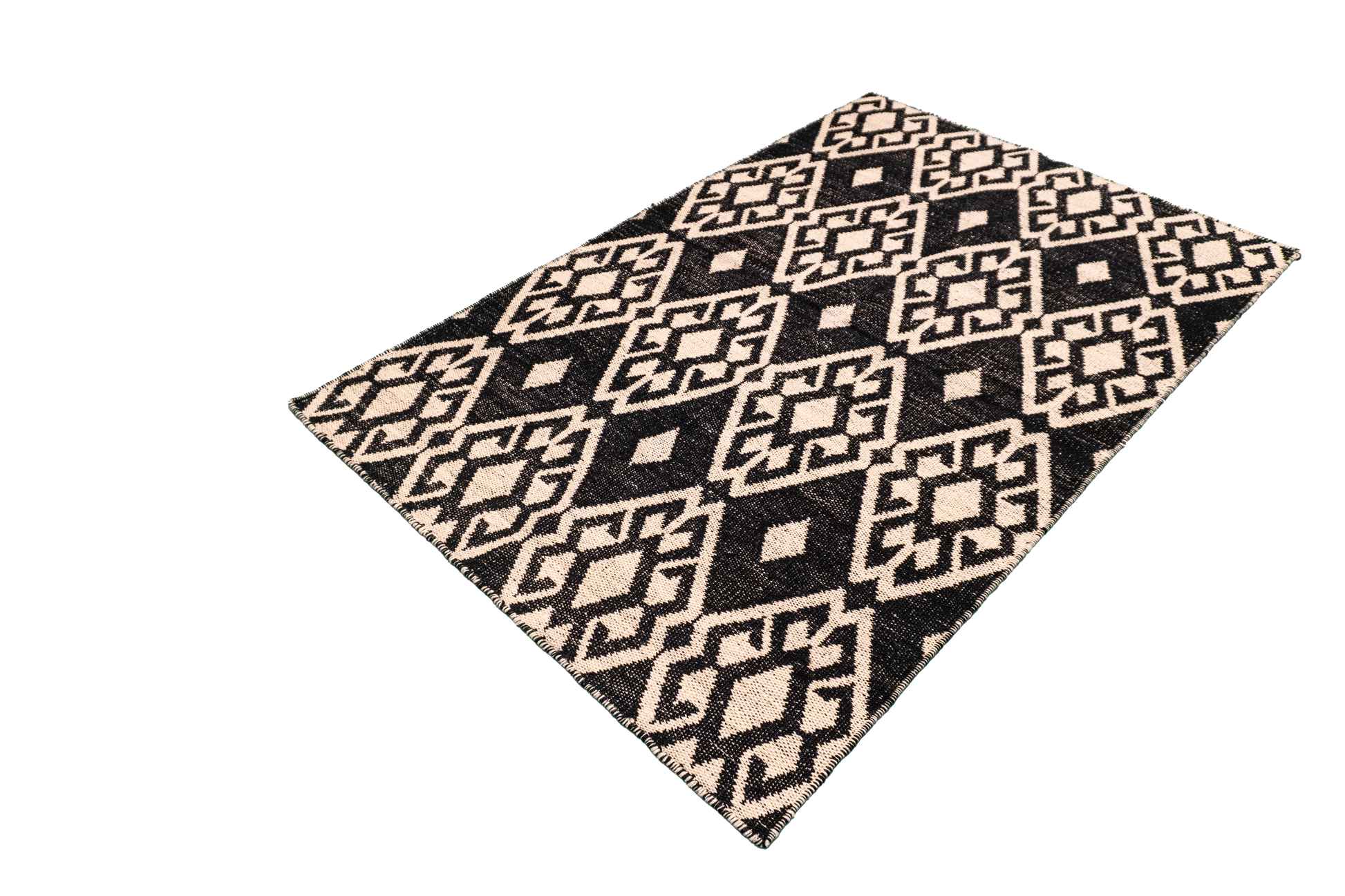W 3.7 L 5.6 Kilim 100% Wool Hand-Woven All-Over Design - 58898