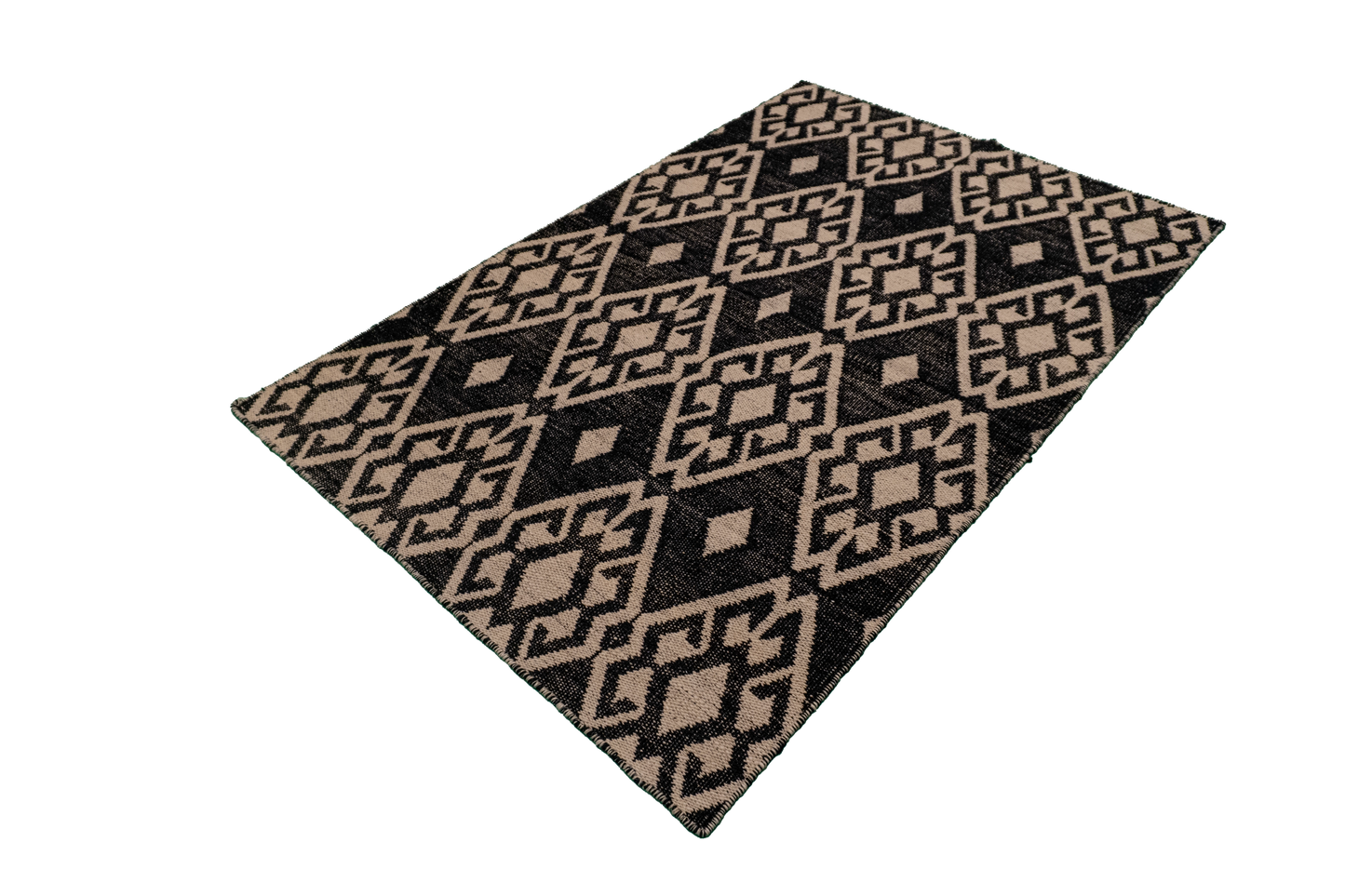 W 3.7 L 5.6 Kilim 100% Wool Hand-Woven All-Over Design - 58898