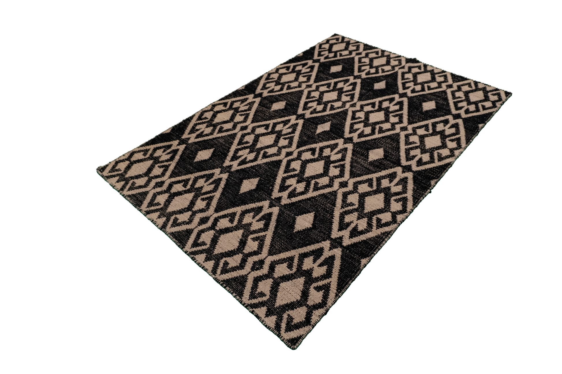 W 3.7 L 5.6 Kilim 100% Wool Hand-Woven All-Over Design - 58898