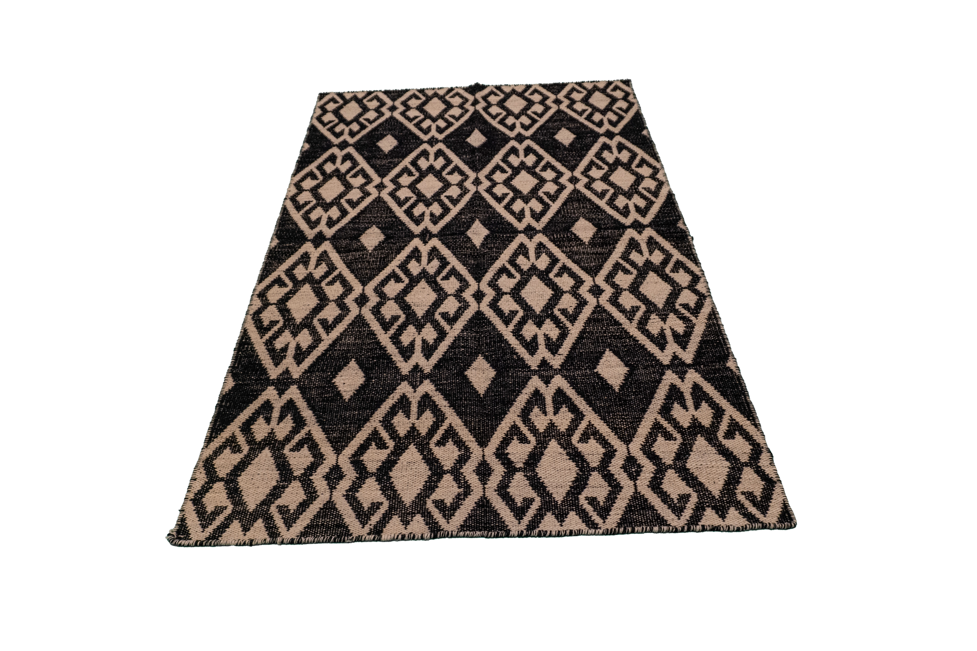 W 3.7 L 5.6 Kilim 100% Wool Hand-Woven All-Over Design - 58898