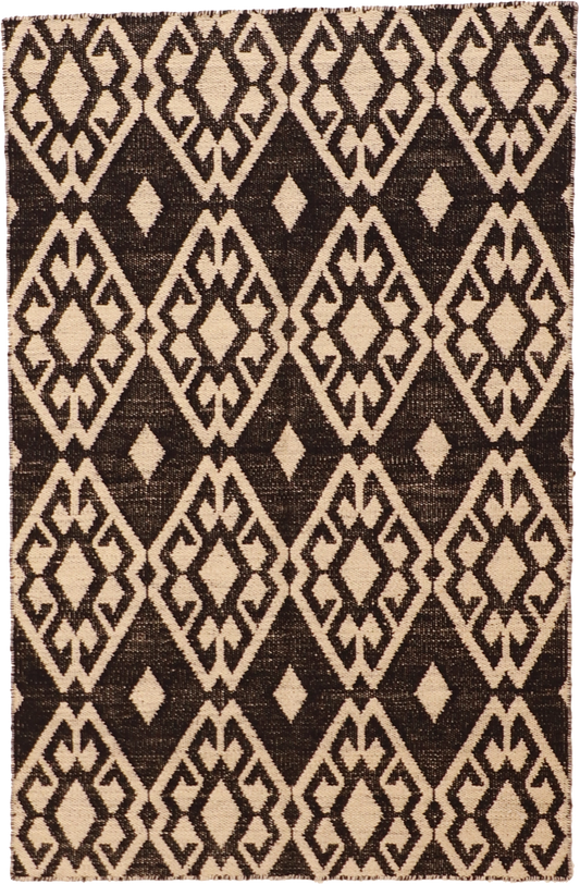 W 3.7 - L 5.6 Kilim 100% Wool Hand-Woven All-Over Design - 58898