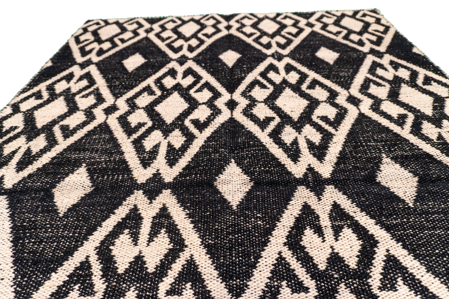 W 3.7 L 5.6 Kilim 100% Wool Hand-Woven All-Over Design - 58898