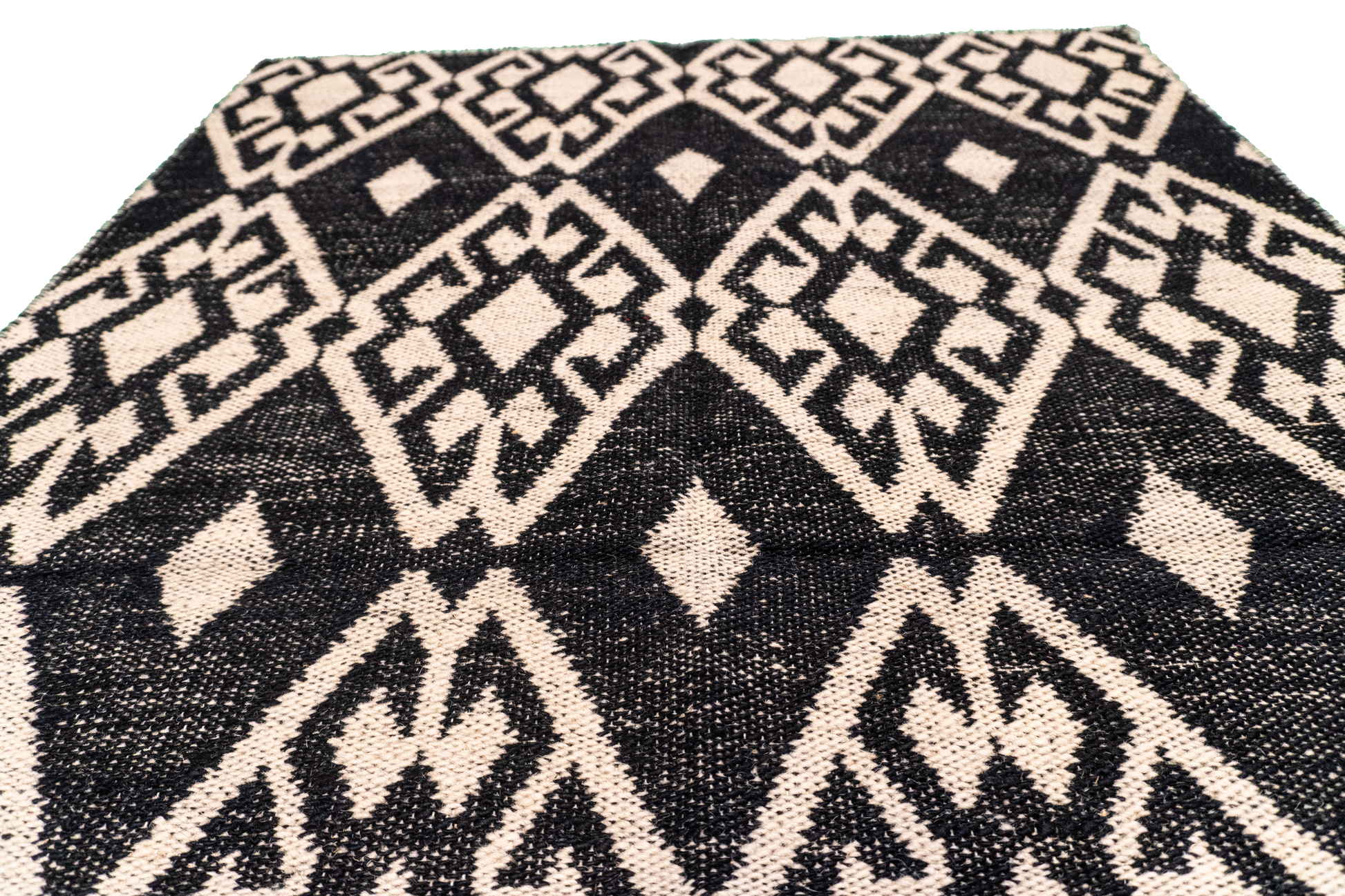 W 3.7 L 5.6 Kilim 100% Wool Hand-Woven All-Over Design - 58898