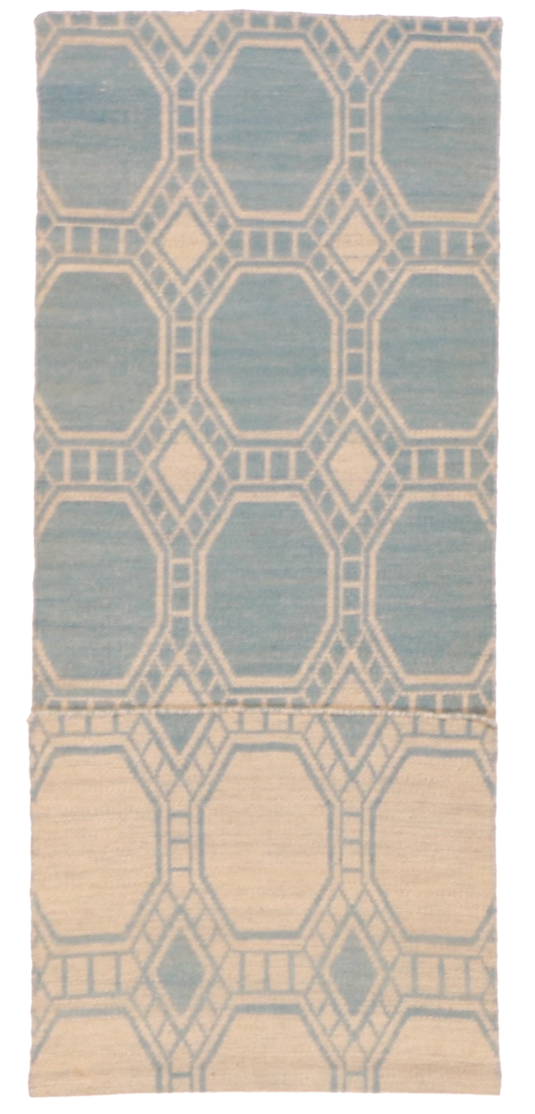 W 2.6 - L 8 Kilim Runner 100% Wool Hand-Woven All-Over Design - 58900