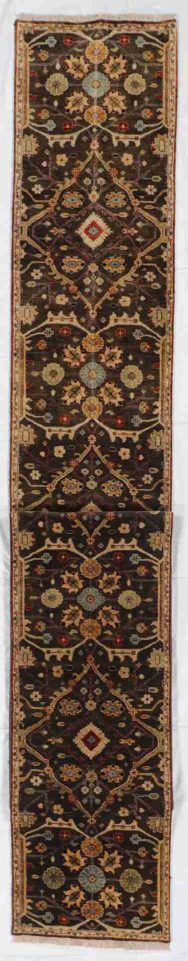 W 2.8 - L 25 - Mahal Fine/Wool All Over Rectangle - Finest Hand-Knotted Quality Wool - 58913