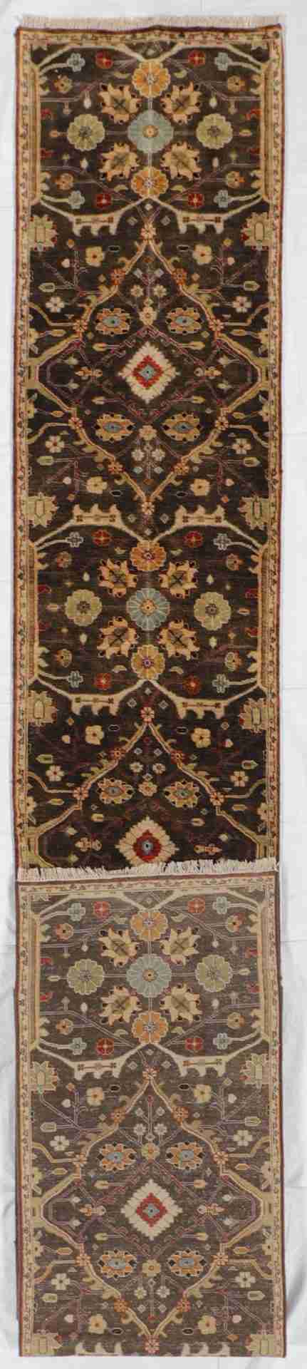 W 2.8 - L 25 - Mahal Fine/Wool All Over Rectangle - Finest Hand-Knotted Quality Wool - 58913