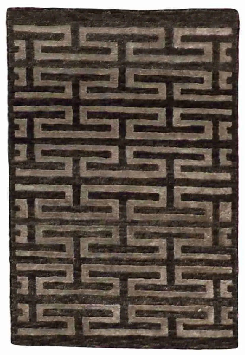 2 x 3 - Modern Silk/Wool All Over Rectangle - Finest Hand-Knotted Quality Wool/Silk — 58916