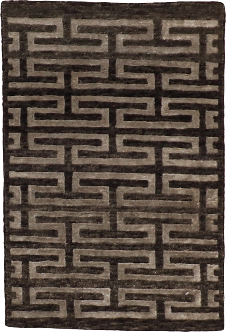 W 2 - L 3 Modern Wool And Silk Blend Hand-Woven All-Over Design - 58916
