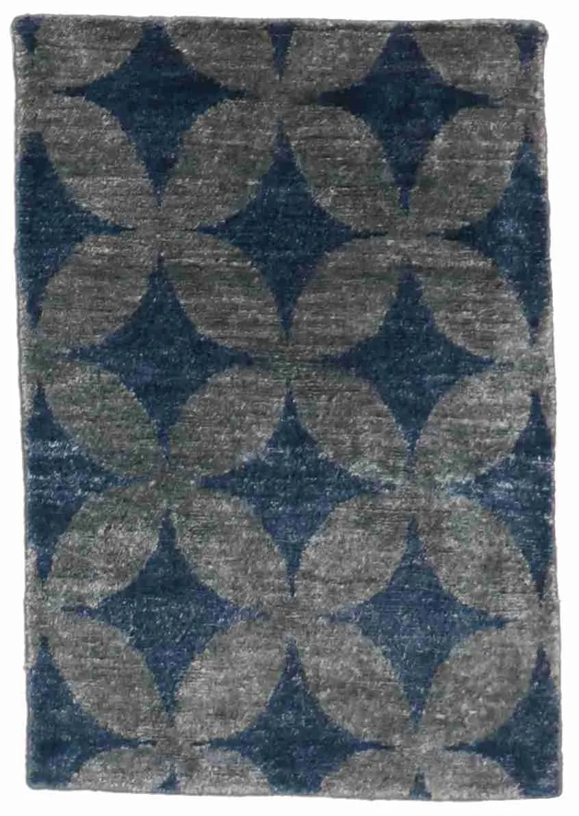 2 x 3 - Modern Silk All Over Rectangle - Finest Hand-Knotted Quality Silk — 58917