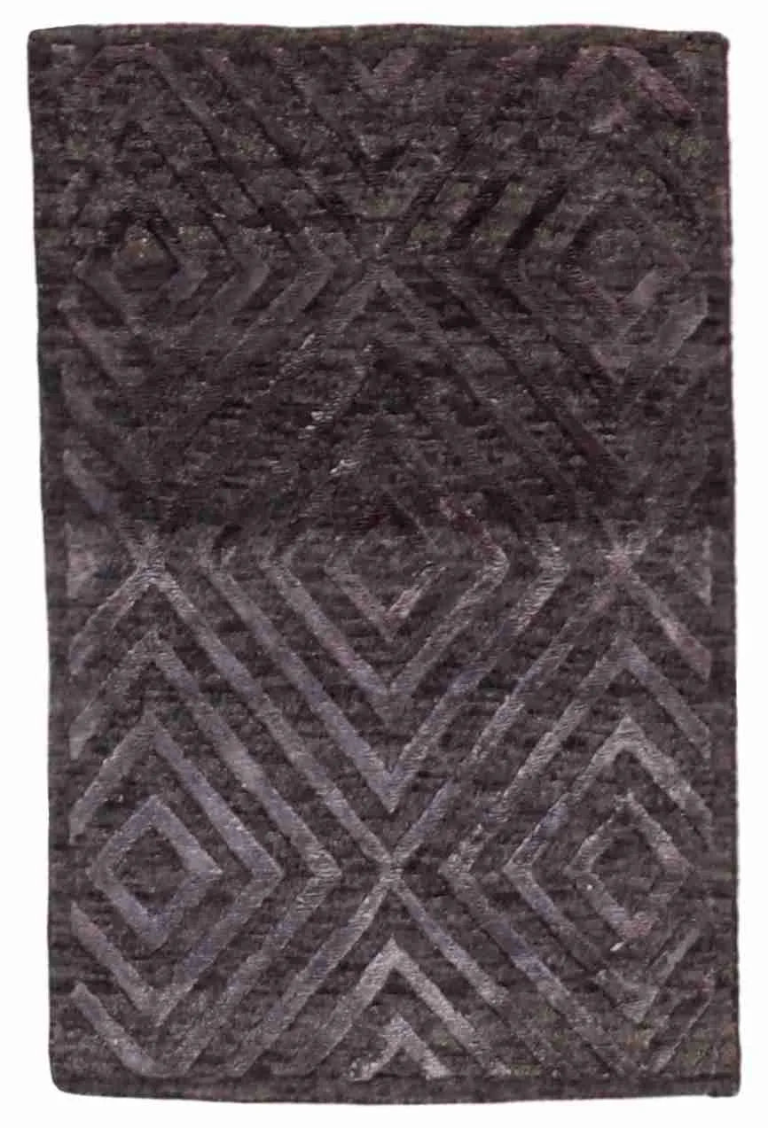 2 x 3 - Modern Silk/Wool All Over Rectangle - Finest Hand-Knotted Quality Wool/Silk — 58924