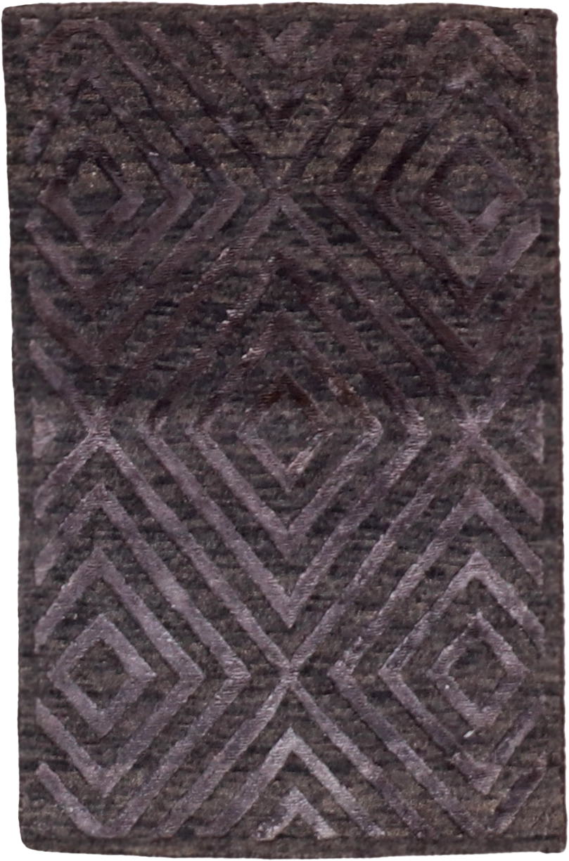 W 2 - L 3 Modern Wool And Silk Blend Hand-Woven All-Over Design - 58924