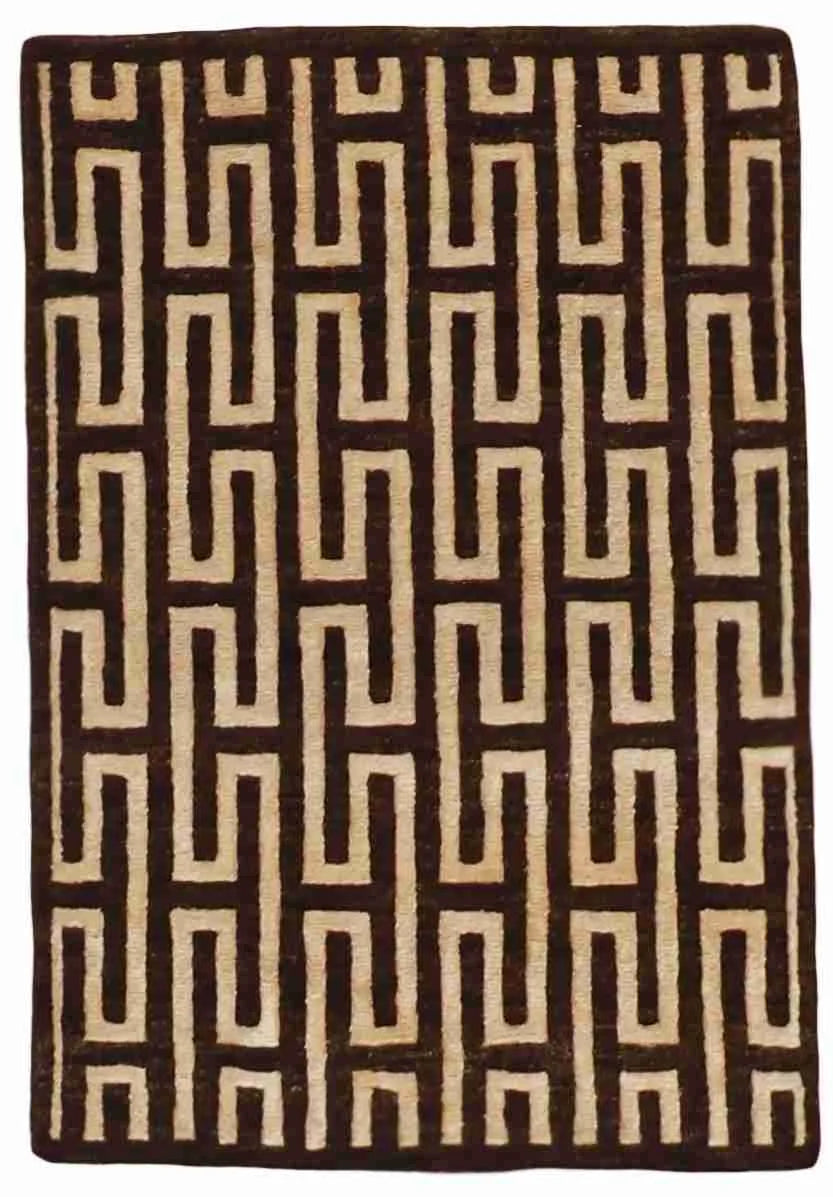 W 2 - L 3 - Modern Silk/Wool All Over Rectangle - Finest Hand-Knotted Quality Wool/Silk - 58929