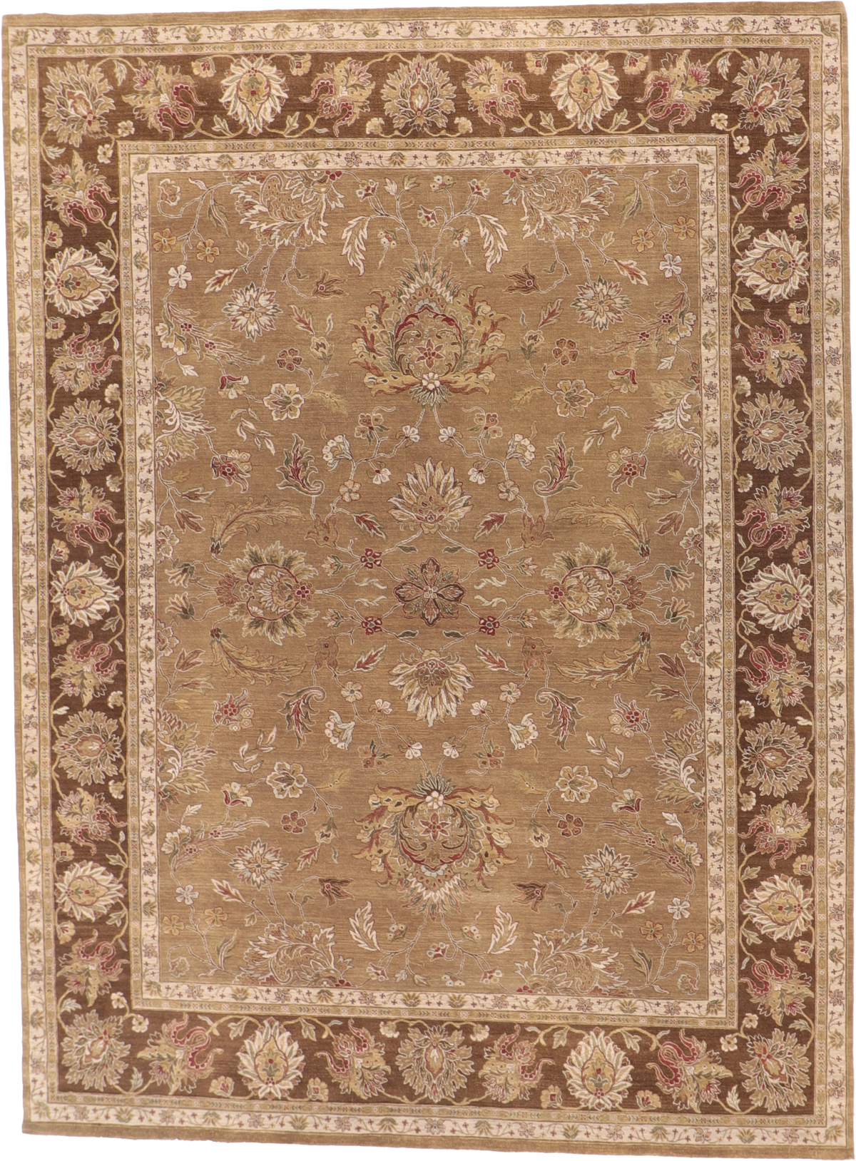 W 9 L 12 Kashan 100% Wool Hand-Woven All-Over Design - 58951
