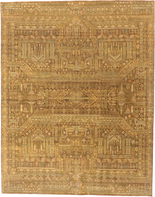 W 8 L 10.2 Tree Of Life 100% Wool Hand-Woven All-Over Design - 58952