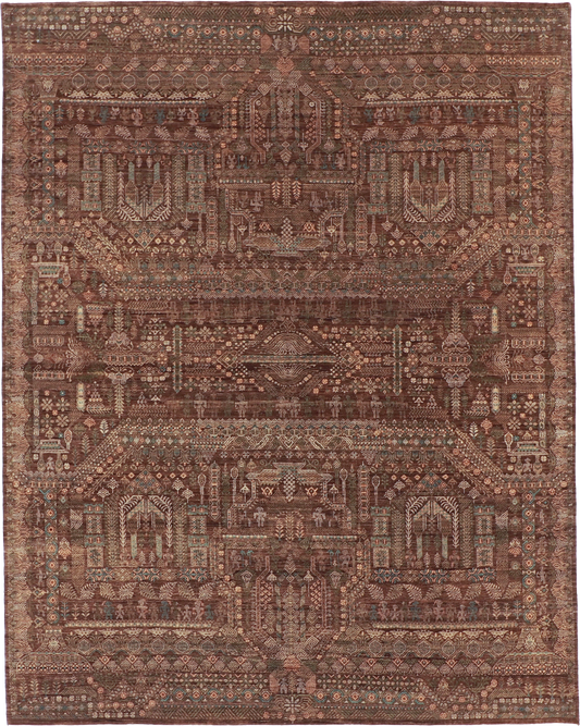 W 8 L 10.2 Tree Of Life 100% Wool Hand-Woven All-Over Design - 58952