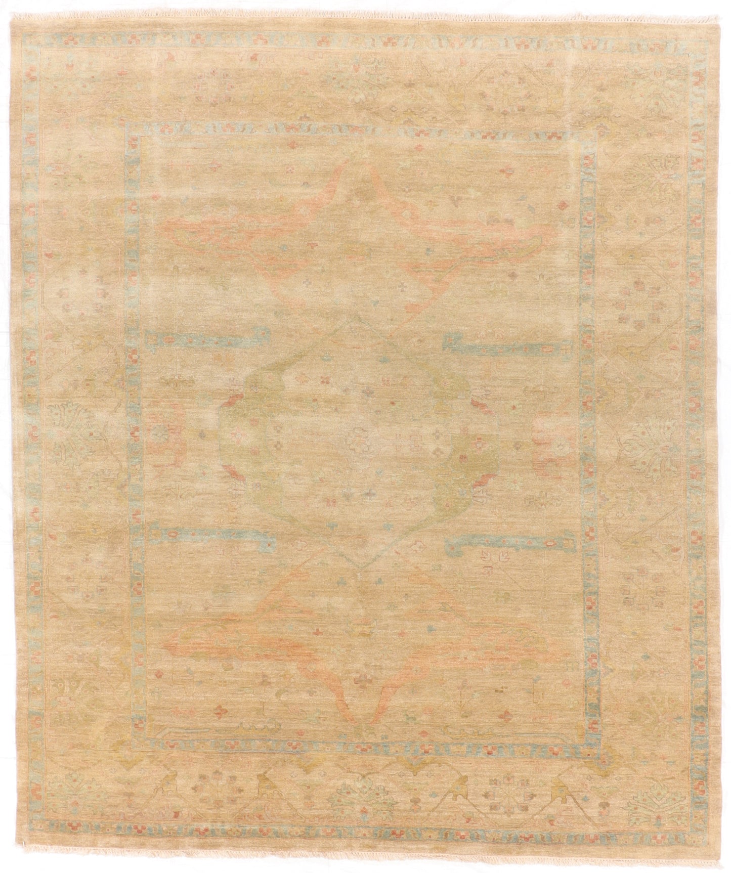 W 8 L 9.5 Zigler 100% Wool Hand-Woven Floral Design - 58966