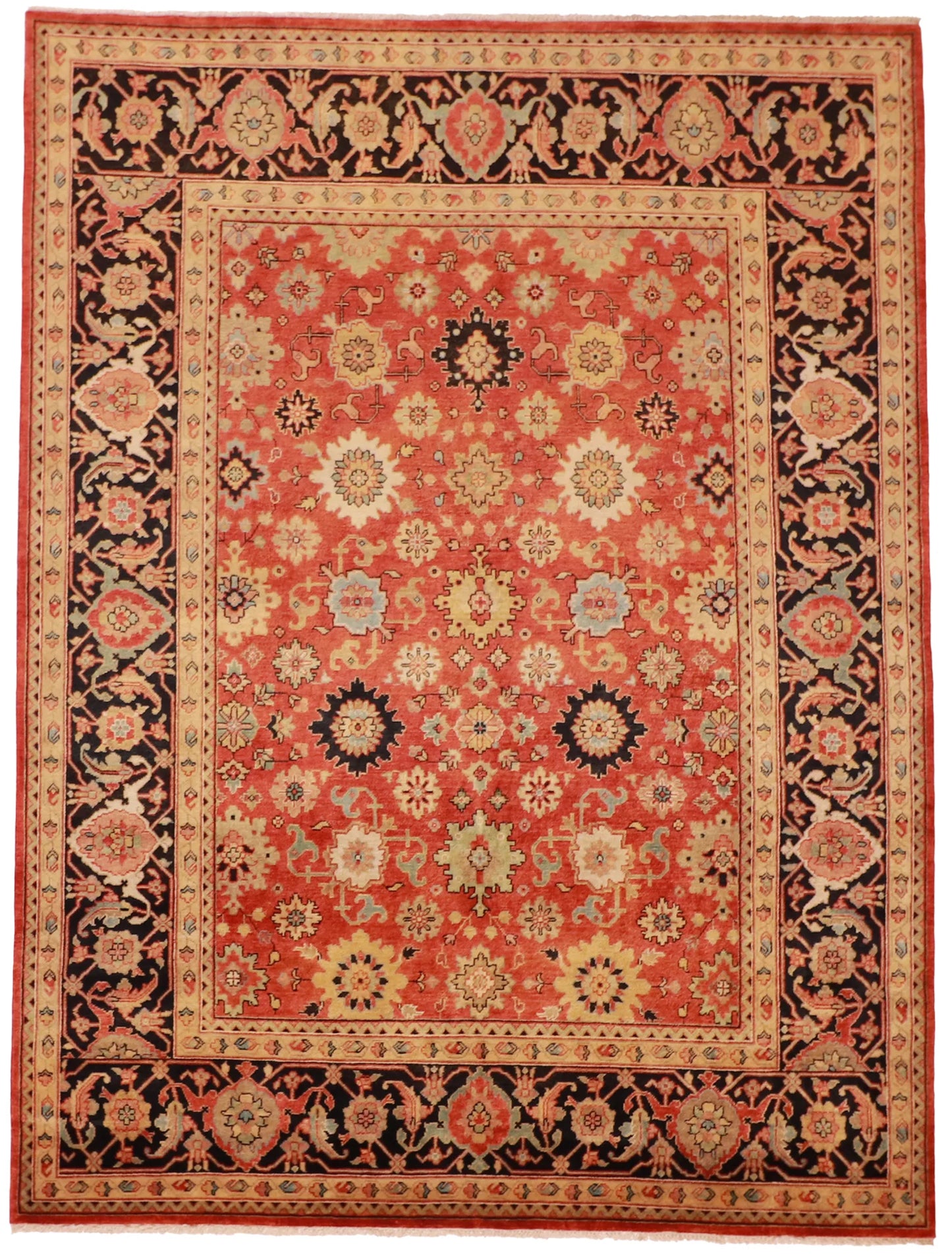 W 8.11 L 11.1 Mahal 100% Wool Hand-Woven All-Over Design - 58973