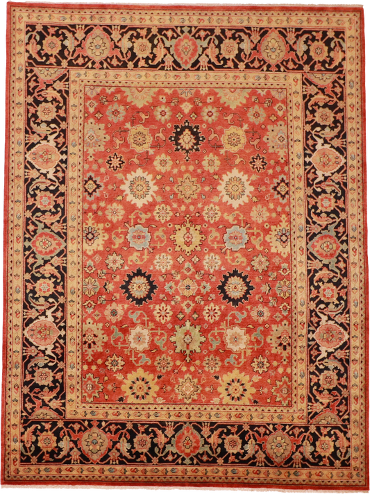 W 8.11 L 11.1 Mahal 100% Wool Hand-Woven All-Over Design - 58973