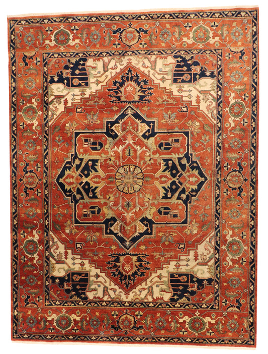 W 8.11 L 11.10 Serapie 100% Wool Hand-Woven All-Over Design - 58989