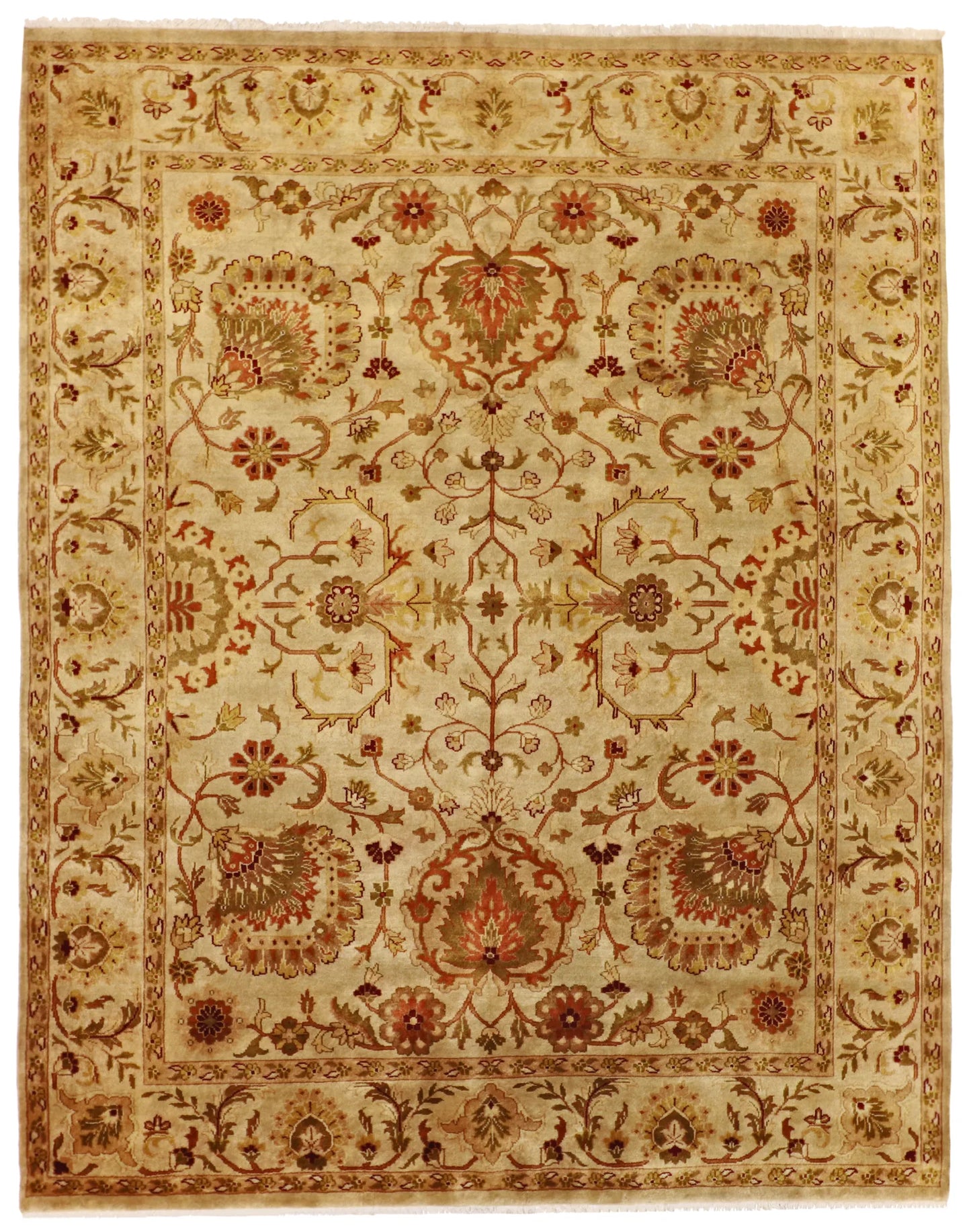 W 7.11 L 10 Mahal 100% Wool Hand-Woven All-Over Design - 58996